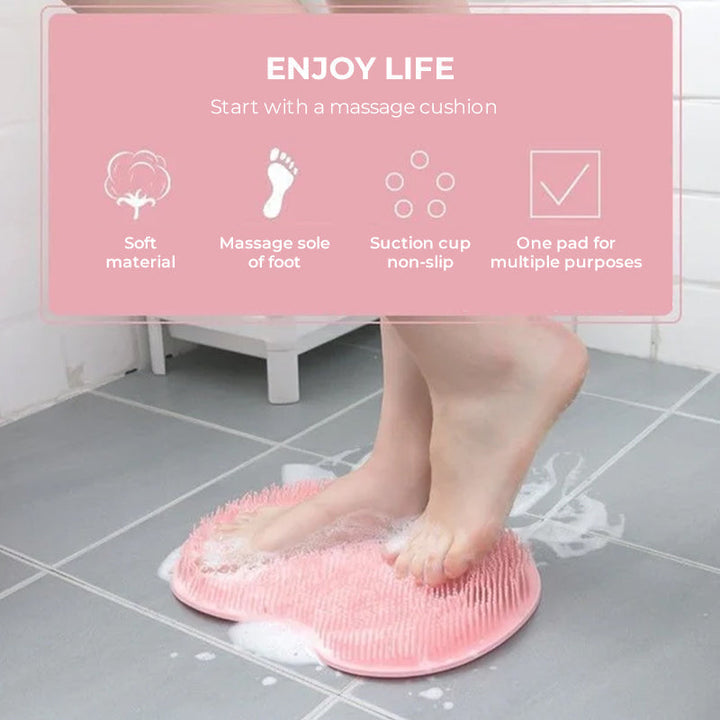 Innovativ dusj skrubber for føtter og rygg. Dyprengjørende silikonbørste gir avslappende massasje.