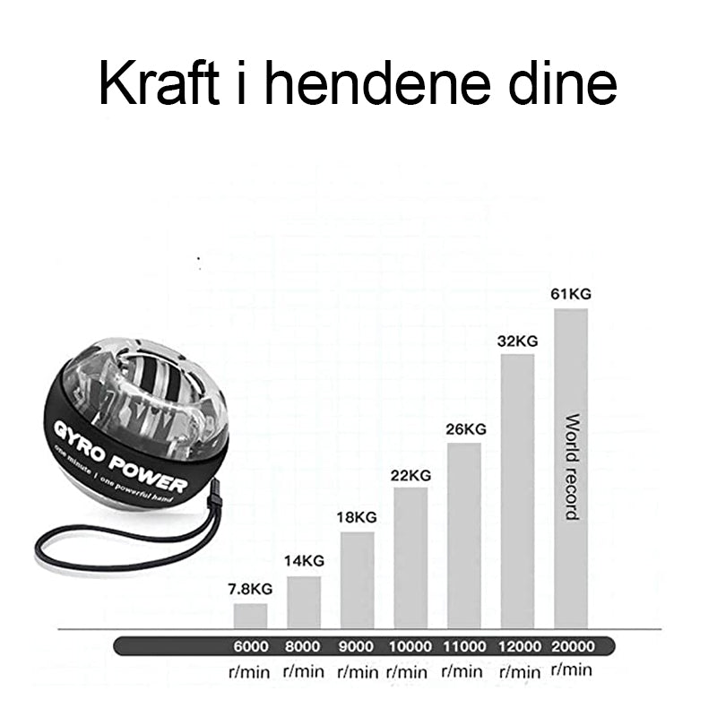 Bærbar gyroskopisk grepstrener med LED-lys for effektiv styrke i underarmer og håndledd. Ideell for alle.