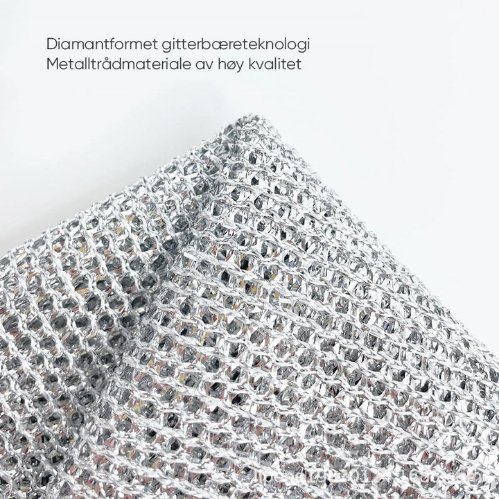 Gjenbrukbar metallskureklut for miljøvennlig og grundig rengjøring av kjøkkenutstyr og oppvask.