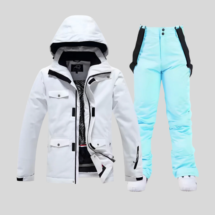 Komplett skisett for kvinner. Inkluderer en funksjonell skijakke og matchende skibukse. Ideelt vinterklær.