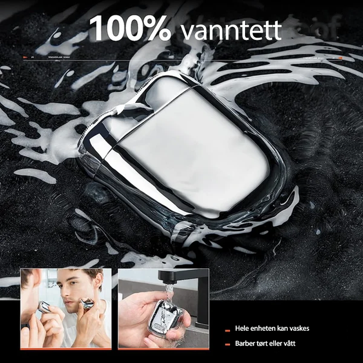 Moderne, kompakt elektrisk barbermaskin for menn, oppladbar for stilfull pleie og glatt ansiktshygiene.