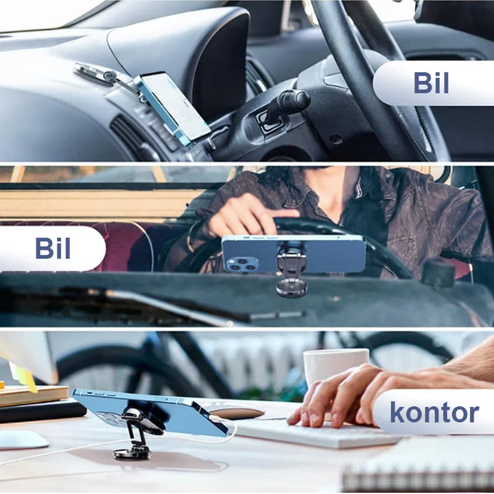 Sammenleggbar universell telefonfeste med magnet for smarttelefoner i bil.