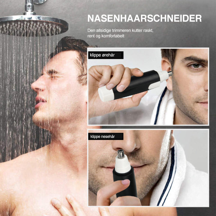Essensiell grooming-verktøy for menn; batteridrevet nese- og ørehårstrimmer for velstelt pleie.