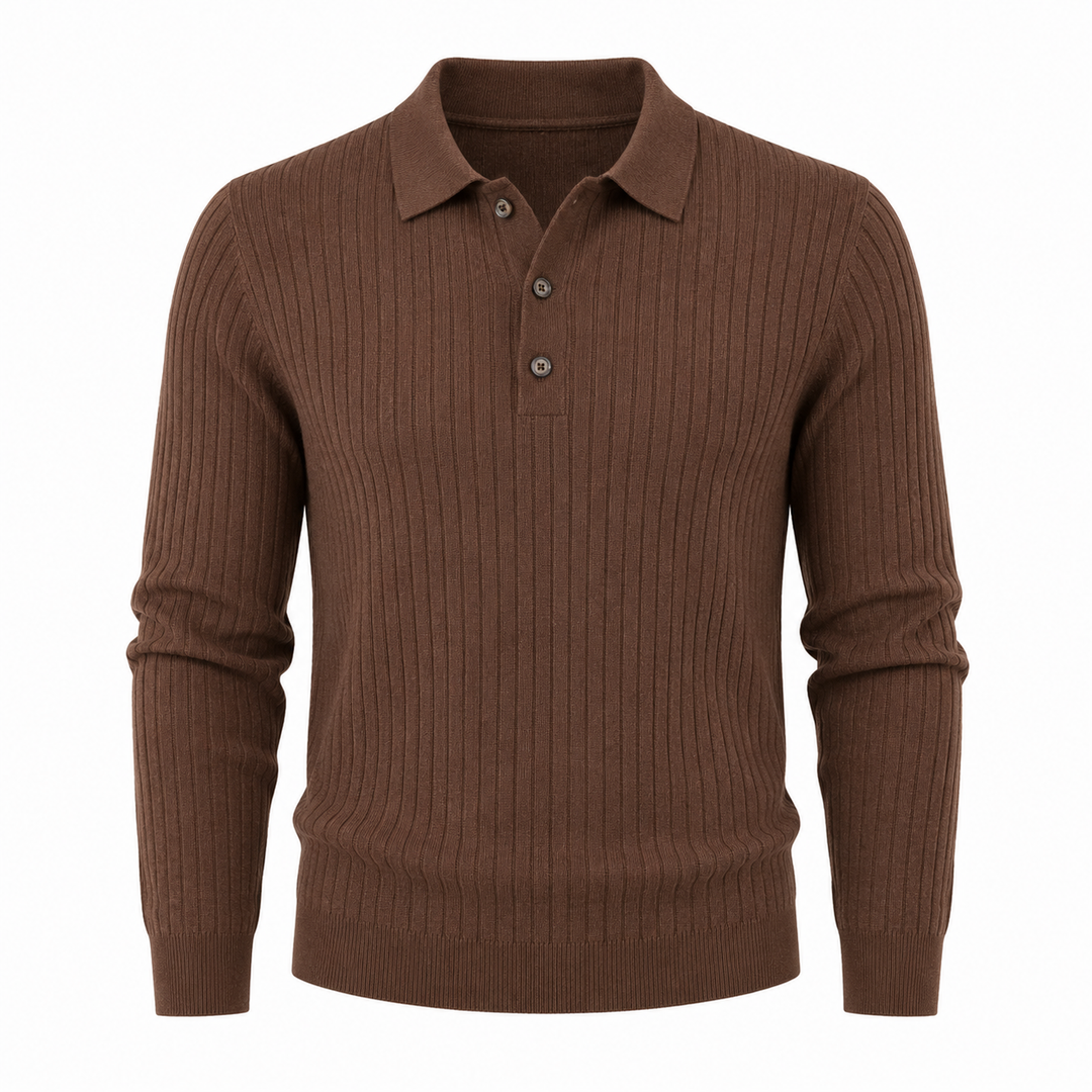 Elegant herre polo genser med striper, slim fit langermet pullover perfekt for business casual.