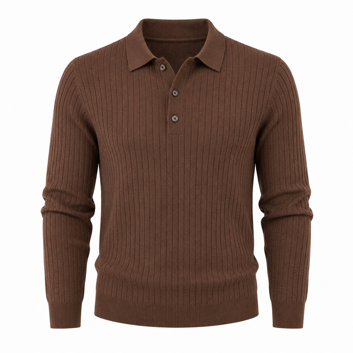 Elegant herre polo genser med striper, slim fit langermet pullover perfekt for business casual.