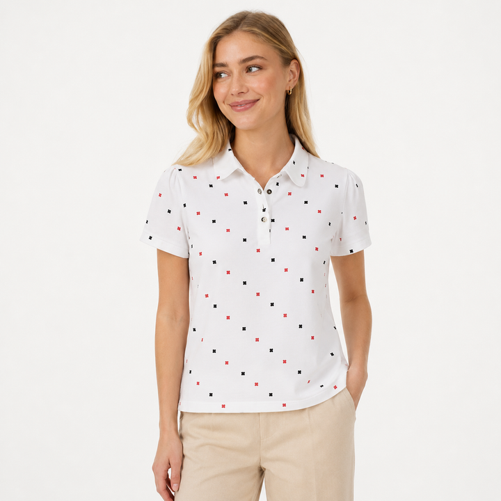 Allsidig kortermet printet dameskjorte, slim fit for en moderne og feminin stil som passer til alt.