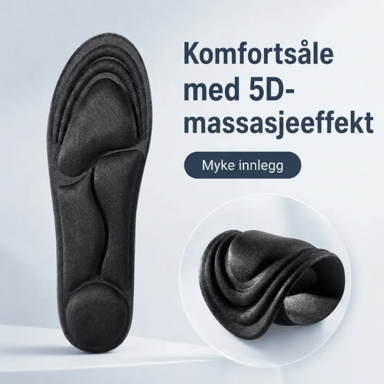 Komfortable unisex innleggssåler for demping av hæl og smertelindring; perfekt for hverdagskomfort og fothelse.