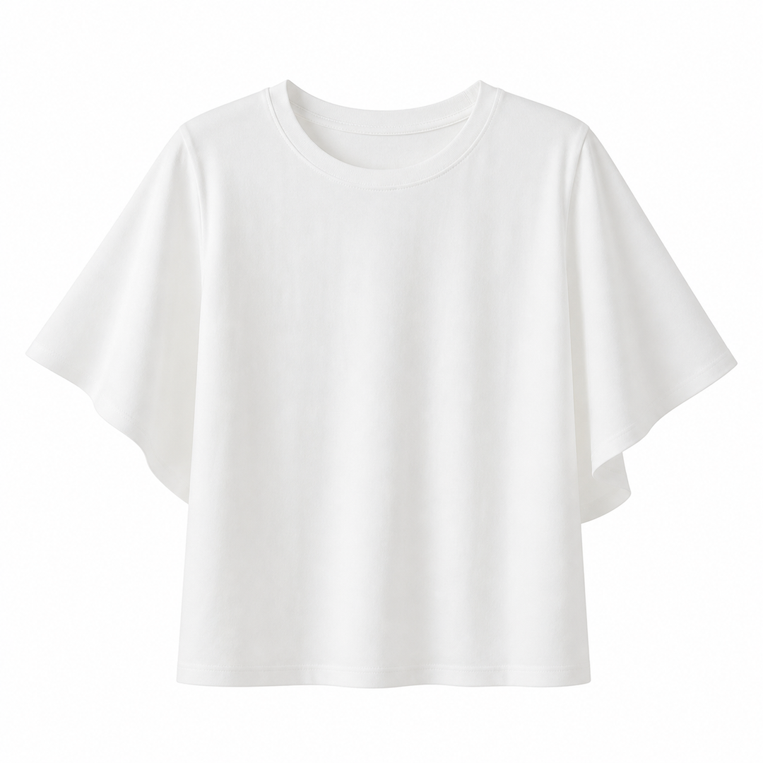 Stilren dame chiffon t-skjorte, elegant og minimalistisk. Ideell kortermet sommerbluse for enhver anledning.