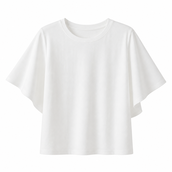 Stilren dame chiffon t-skjorte, elegant og minimalistisk. Ideell kortermet sommerbluse for enhver anledning.