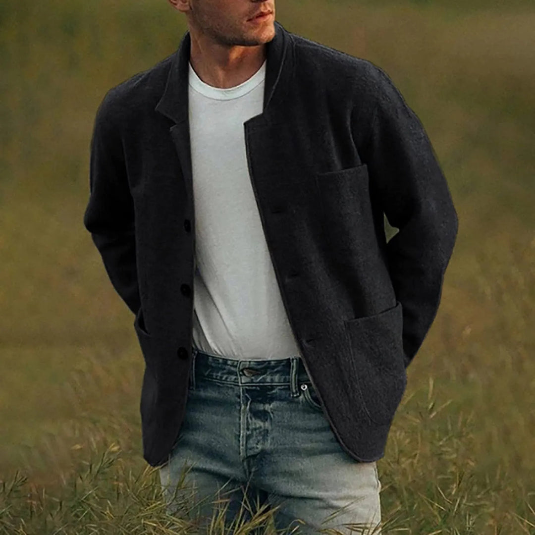 Herre casual blazer i ensfarget design, elegant og allsidig jakke for vår og høst.