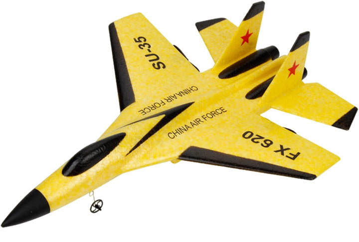 Nærbilde av slitesterkt EPP-skum, materiale i RC jagerfly. Robust fjernstyrt lekefly for utendørs moro med barn.