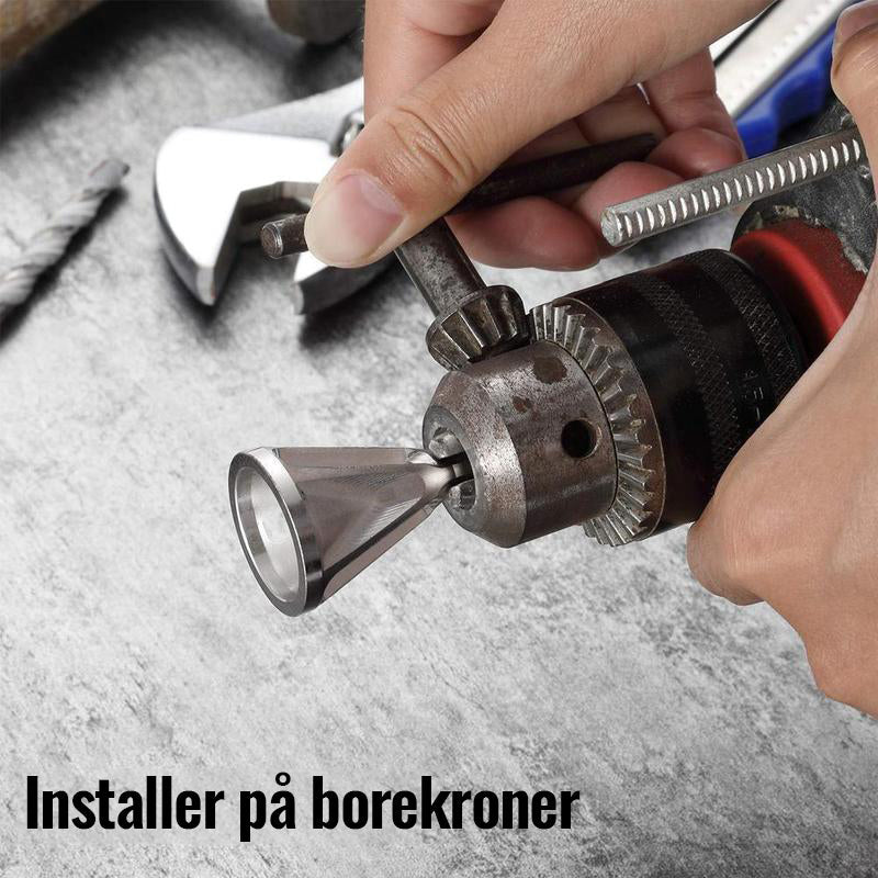 Universal avfasingsverktøy for rask fjerning av grader fra bor, bolter og gjengestenger.