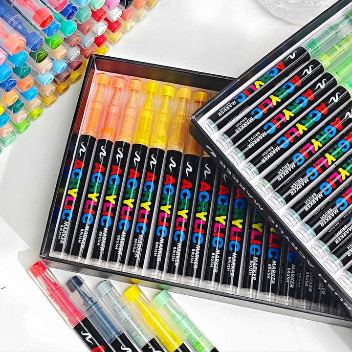 Akrylmarkørsett med bredt fargespekter, utmerket for detaljert tegning og kreative uttrykk i kunst.