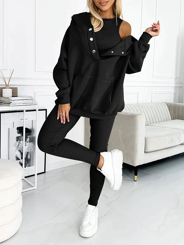 Mykt og allsidig dame loungewear sett, perfekt for en avslappet stil.