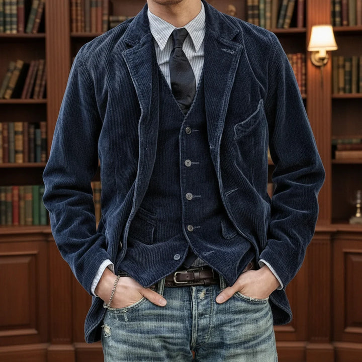 Vintage blazer og vest sett for menn. Stilfullt og elegant, perfekt for formelle anledninger og festantrekk.