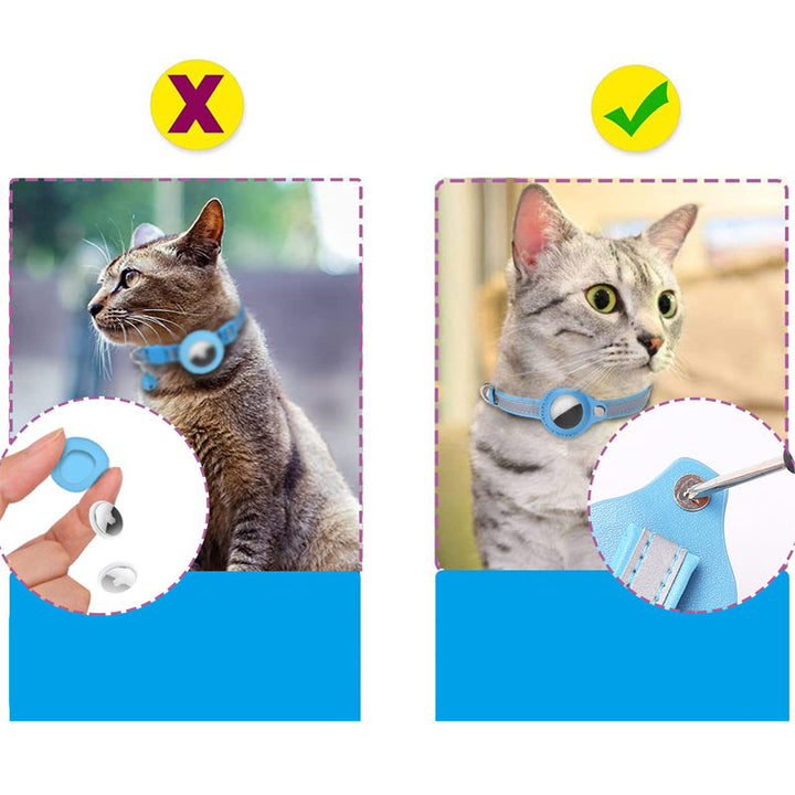 AirTag-halsbånd for katt, med fokus på robust design og sikker plassering av sporingsenheten.