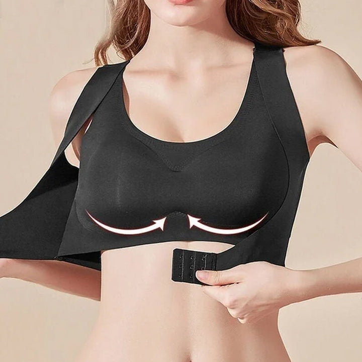 Komfortabel dame tank BH, trådløs design med justerbar frontspenne, støttende og holdningskorrigerende.