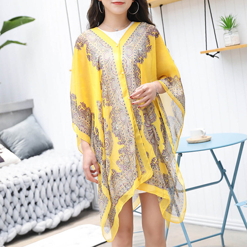 Solbeskyttende hodeplagg for kvinner, et elegant og lett sommerskjerf i chiffon.