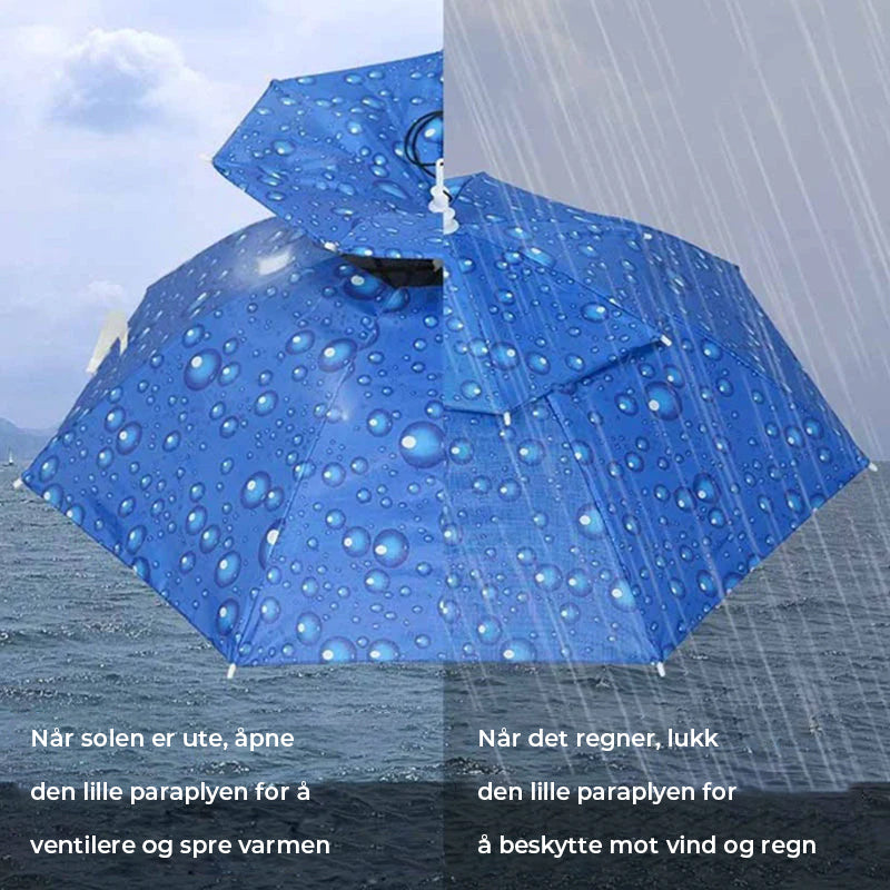 Paraplyhatt for effektiv solbeskyttelse under fiske. Henderfri og komfortabel for lange dager ute.