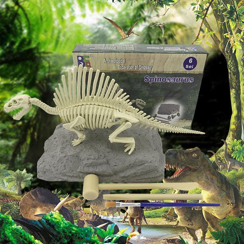 Lærerikt dinosaurfossil utgravningssett for barn. Perfekt DIY leke og aktivitet.
