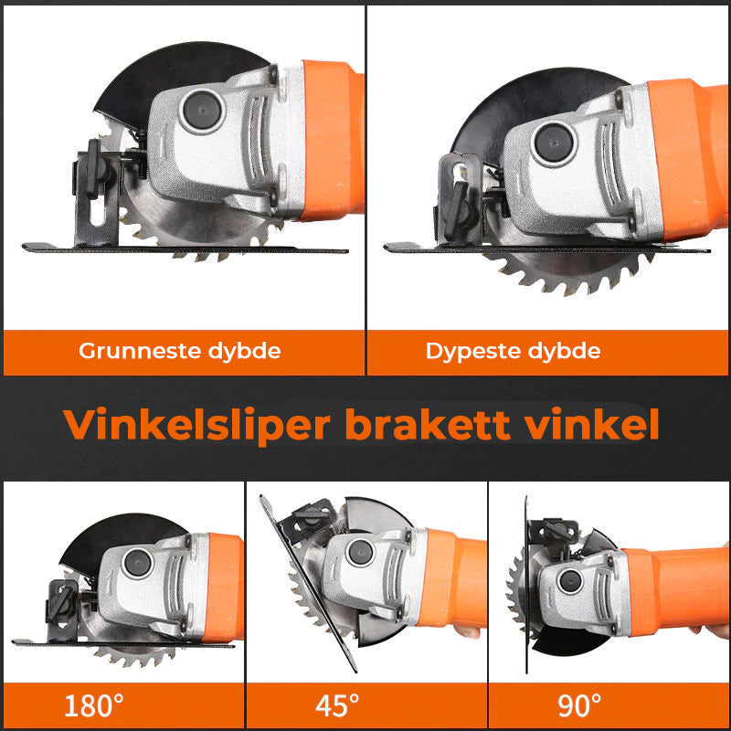 Sikker vinkelsliper holder for stabil verktøybruk. Økt sikkerhet ved kapping og sliping i verkstedet.
