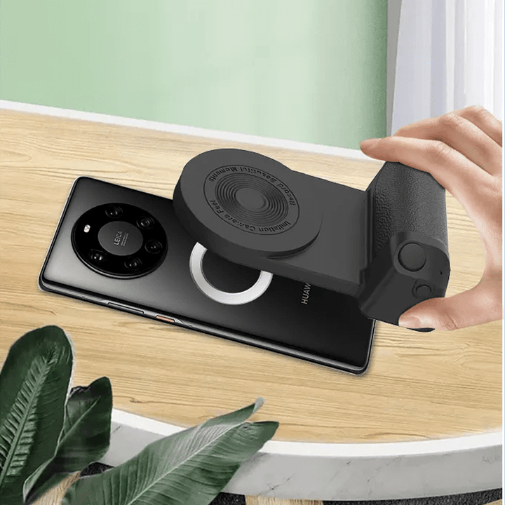 Smarttelefonholder med magnetisk feste, sikkert grep og Bluetooth-kontroll for bedre bilder.