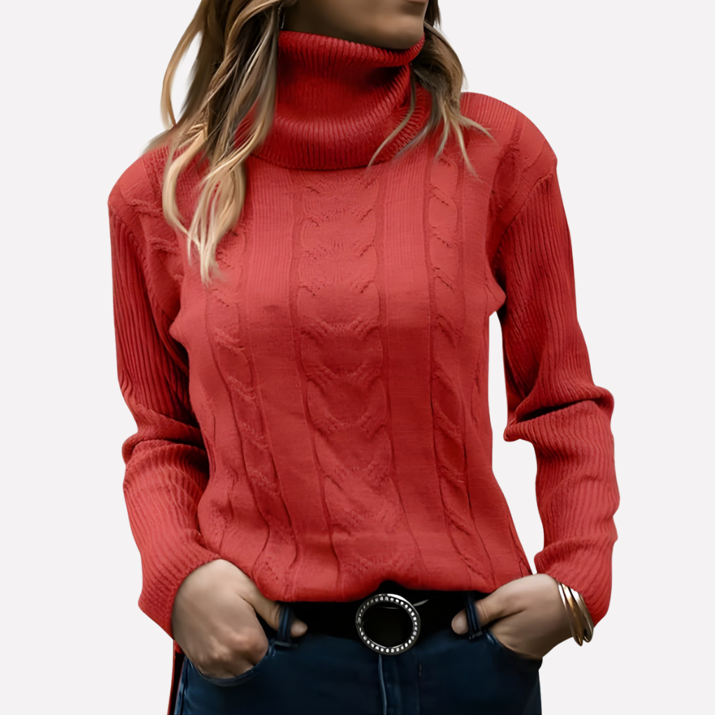 Kvinners svart turtleneck genser, myk og komfortabel. Perfekt for vinteren.