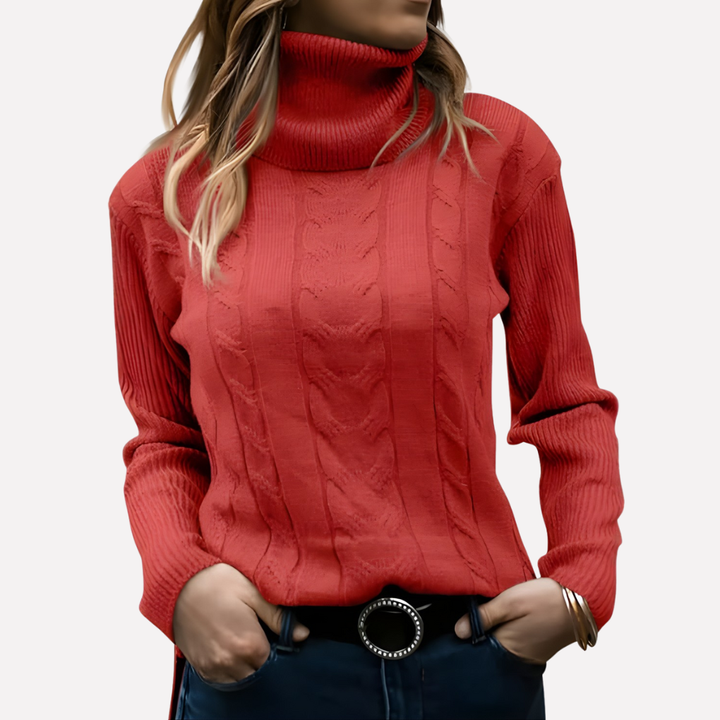 Kvinners svart turtleneck genser, myk og komfortabel. Perfekt for vinteren.