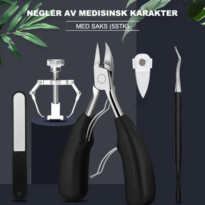Ergonomisk negleklipper for presisjonsklipp av tykke negler. Perfekt for pedikyr og manikyr hjemme.