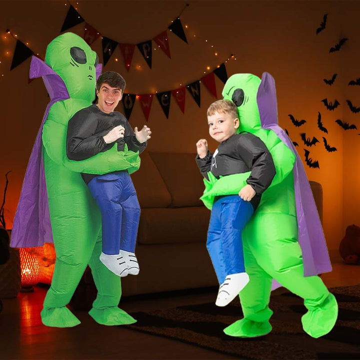 Unisex oppblåsbart romvesenkostyme, perfekt for Halloween og temafester.