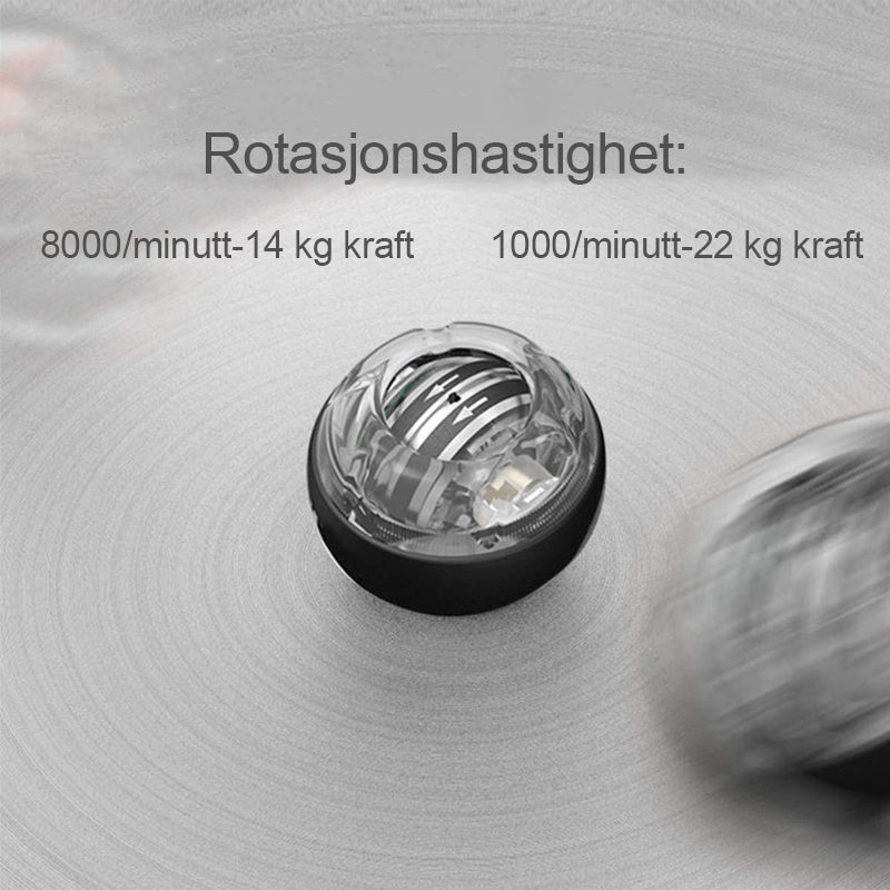 Kompakt gyroskopisk håndtrener for styrketrening, grepstrening og underarmsstyrke. Med integrerte LED-lys.