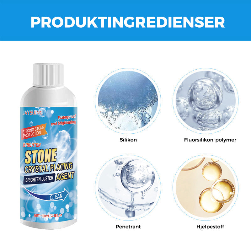 Ergonomisk flaske med kraftig rengjøringsmiddel for grundig steinflekkfjerning.