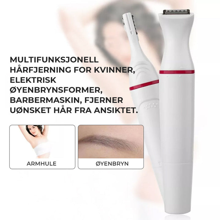 Multifunksjonell epilator for fullstendig kropps- og ansiktspleie, med ulike hoder for glatt hud.
