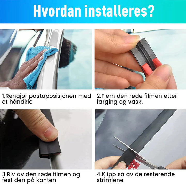 Robust universell tetningslist i T-form til bil, motstandsdyktig gummi for langvarig støy- og værforsegling.