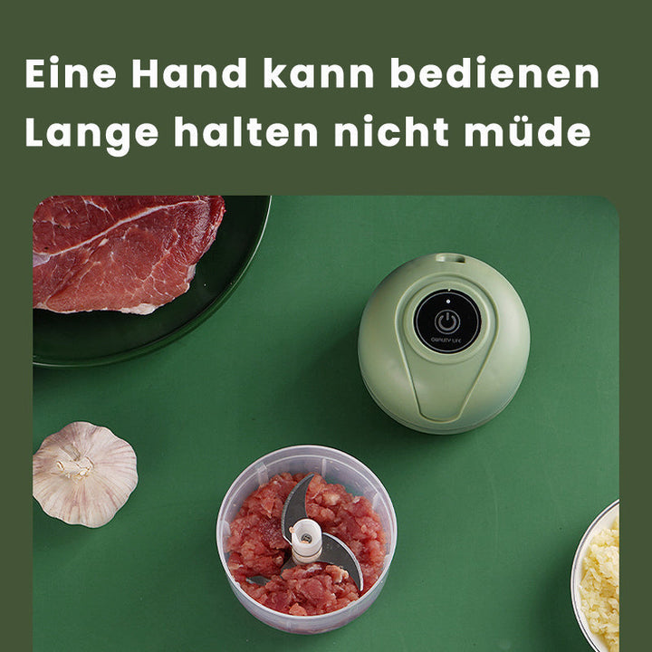 Produktfotografi av den trådløse matlagningshjelperen, vist fra siden med alle deler.
