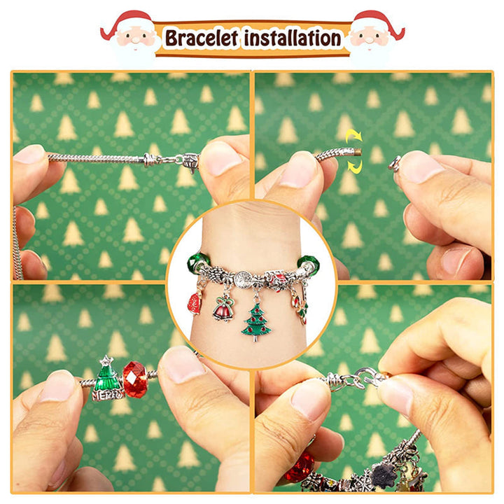 Adventskalender med perler, anheng og armbåndsbaser. Perfekt julegave til kreative barn.