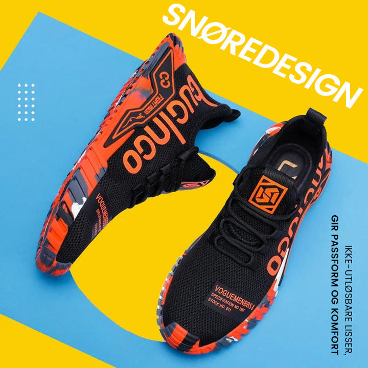 Sidevisning av menns sikkerhetssko med pustende mesh og forsterket ståltå.
