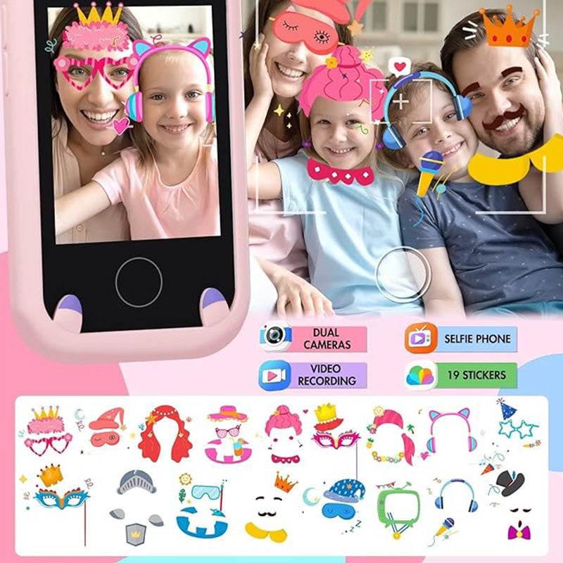 Slitesterk barneleke smarttelefon med kamera, tegnefunksjon og pedagogiske apper.