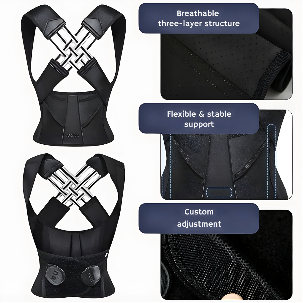 Diskret unisex holdningsstøtte, ergonomisk design for komfortabel ryggstøtte og velvære hele dagen.