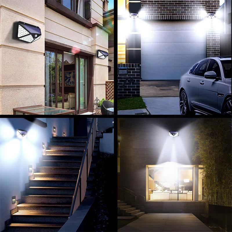 Energieffektivt solcelle utelys med bevegelsessensor for sikkerhet og hagebelysning, vanntett.