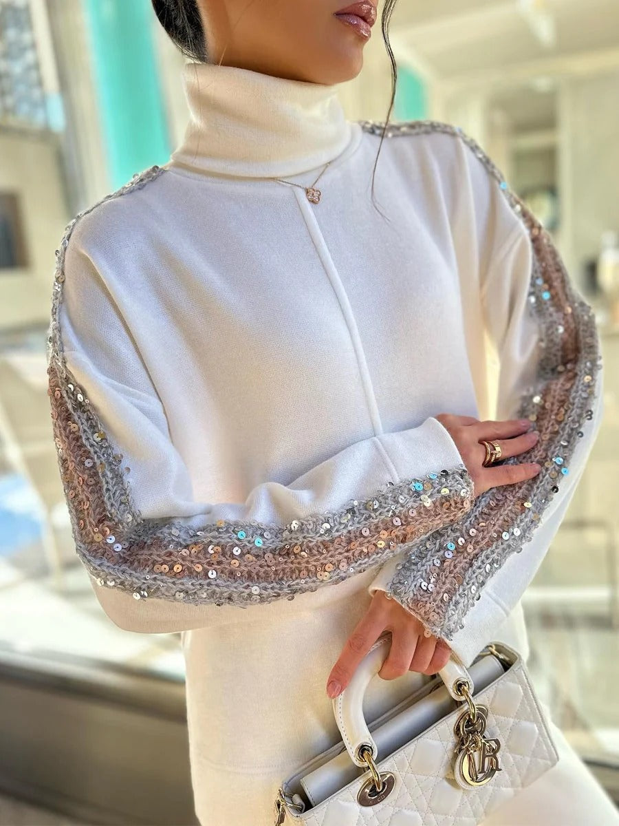 Damesett med glittersel, stilfullt og elegant festantrekk for kvinner.