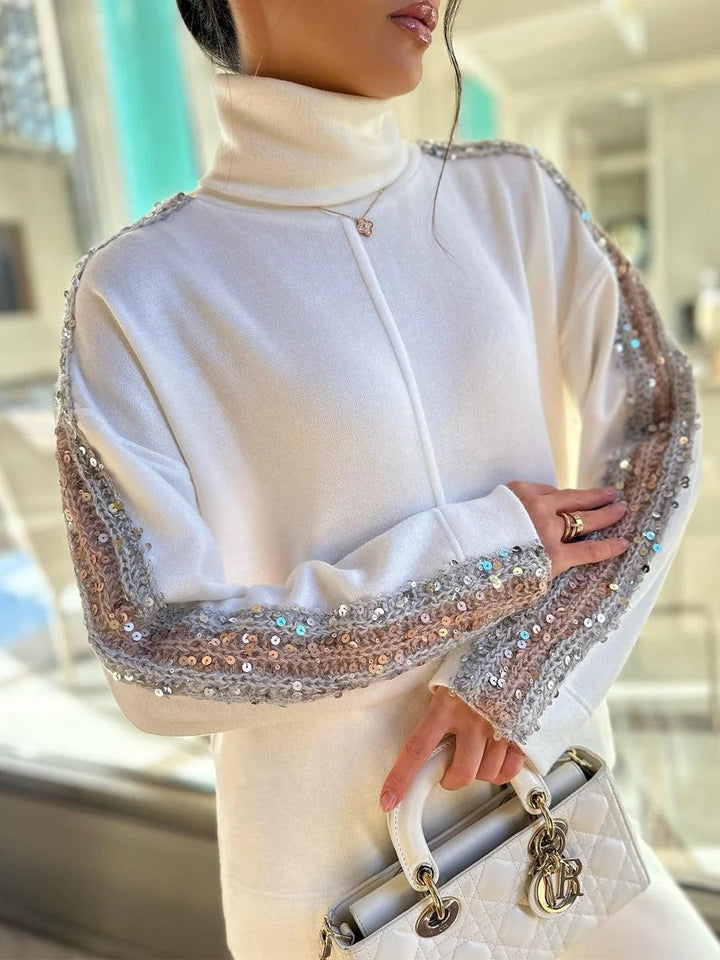 Damesett med glittersel, stilfullt og elegant festantrekk for kvinner.