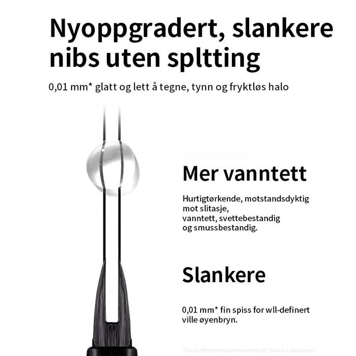 Enkel å bruke brynblyant med mikrogaffelspiss for vanntett og naturlig bryn-makeup.