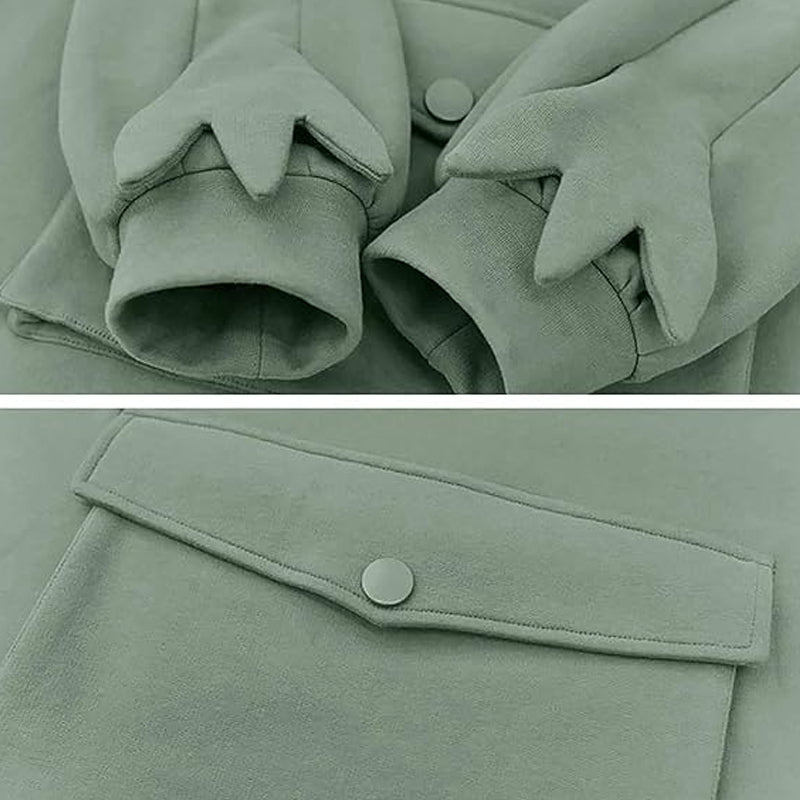 Unisex hettegenser med froskedesign, grønn farge, laget av myk polyester for fritidsklær.