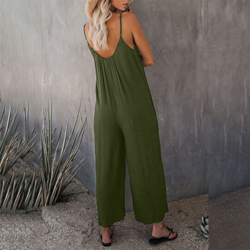 Komfortabel løs cami jumpsuit i mykt stoff for kvinner, ideell for hverdagsbruk.