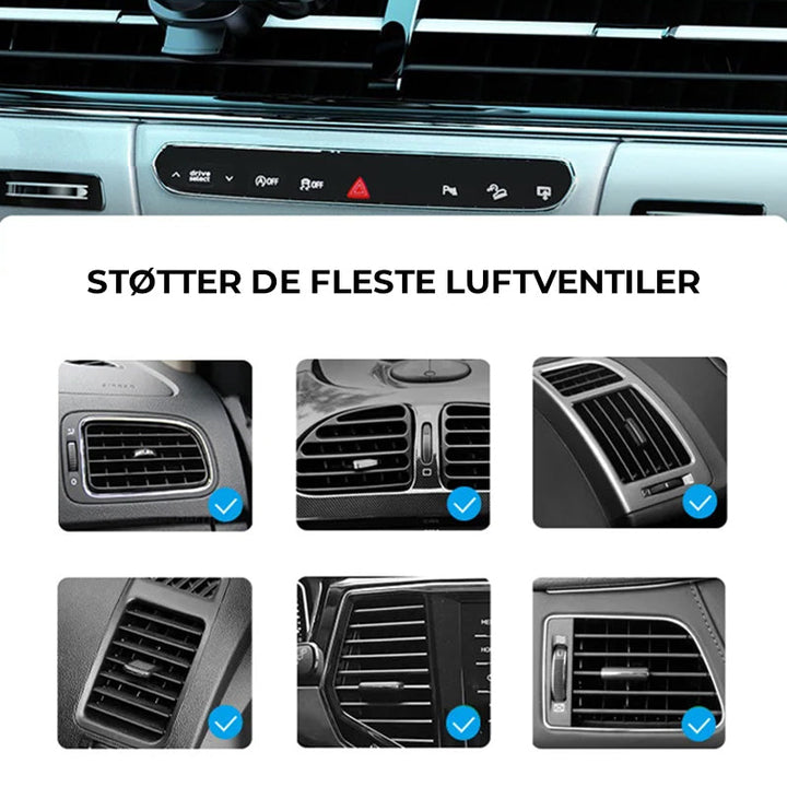 Smart automatisk telefonholder for bil, elektrisk grep for sikker montering av smarttelefon.