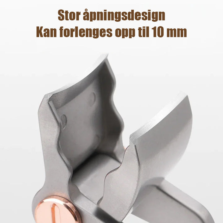 Holdbar negleklipper i rustfritt stål for kraftige negler. Anti-sprut design sikrer hygiene under pedikyr/manikyr.