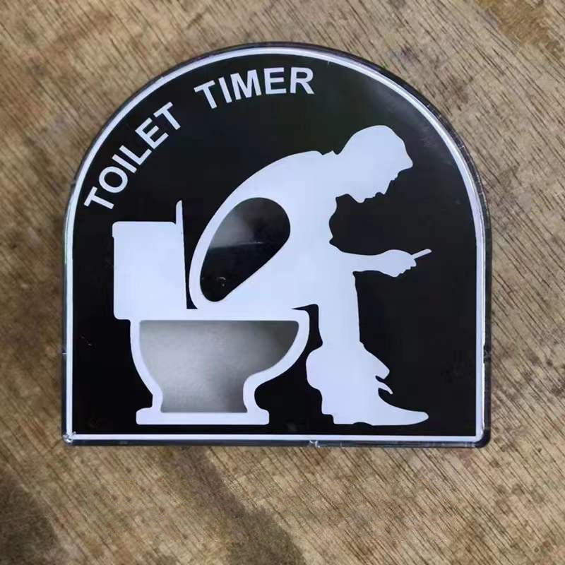 Innpakket morsom toalettimer, klar til å gis bort som en unik, humoristisk gaveidé for baderommet.