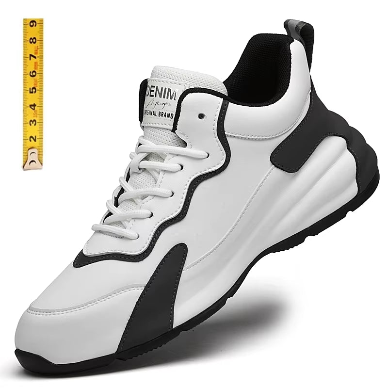 Casual herresko/sneakers, designet med usynlig 7 cm løft for menn.