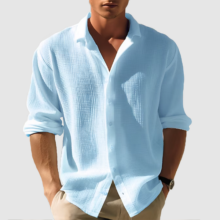 Herre uformell skjorte med revers og lange ermer, perfekt for hverdagsbruk. Komfortabel og stilren button-down.